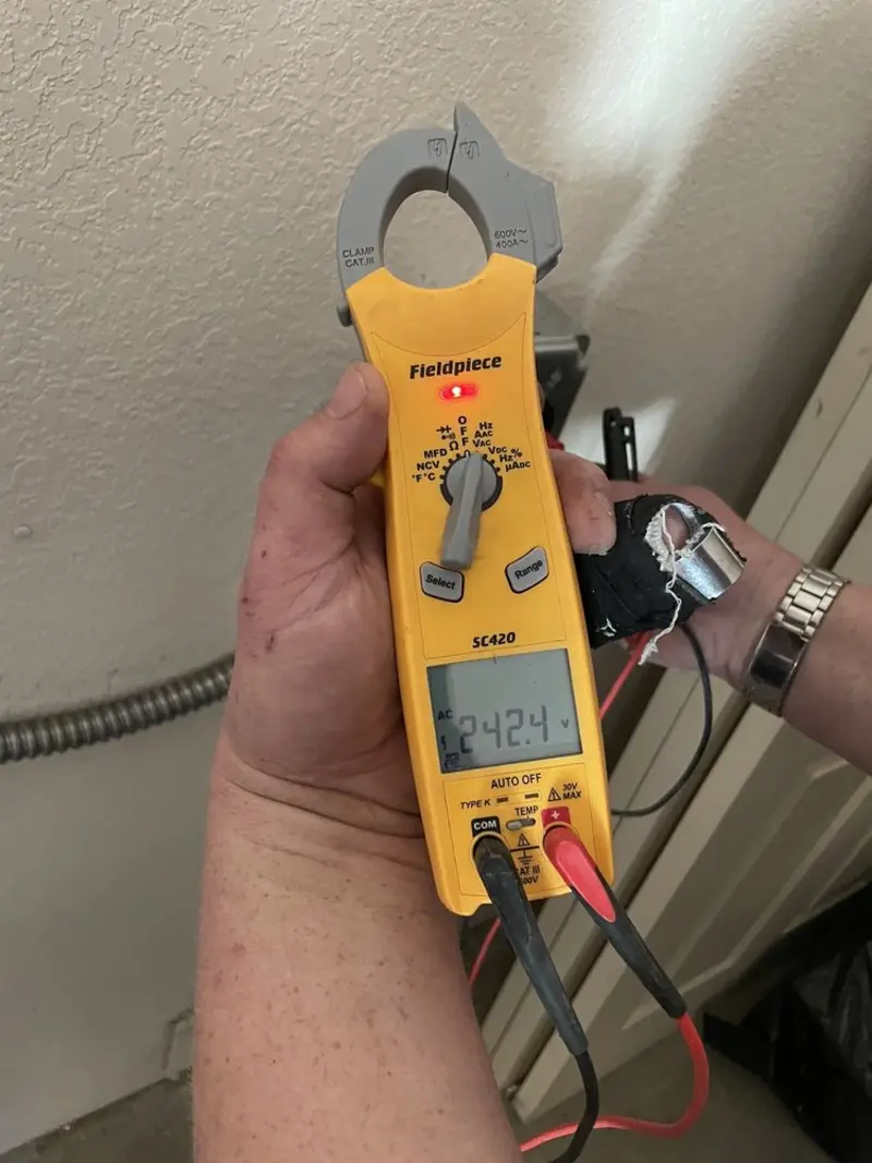 Voltage testing with clamp meter during Hot Tub / Pool Electrical Wiring in Wadsworth